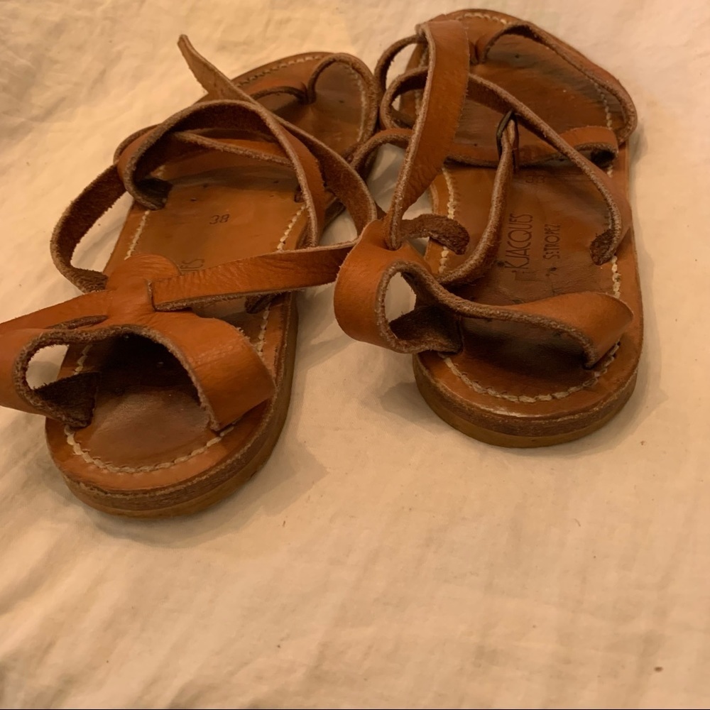 Anthro K.Jacques brown leather sandals shoes 38 - Picture 5 of 9